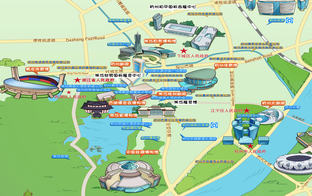 杭州主城區會議中心分布地圖